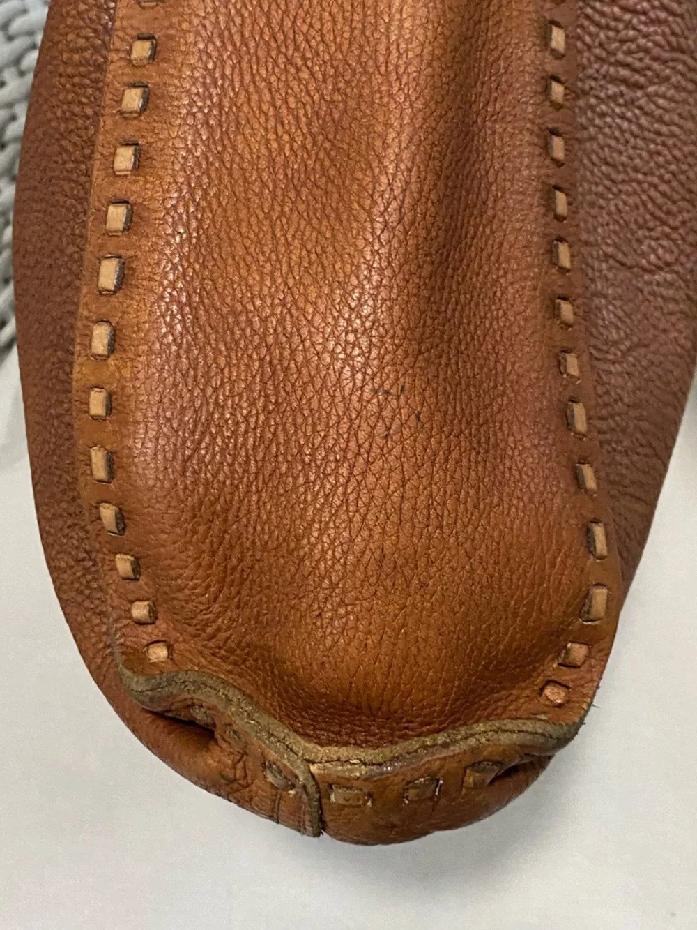Lucky Brand Vintage Brown Pebbled Leather Hobo Slouchy Whipstitched Bag